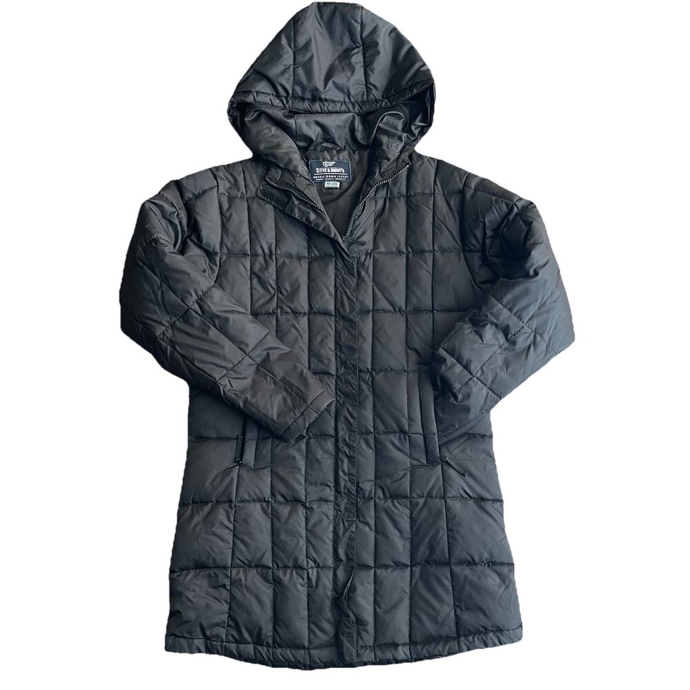 Steve Barrys Double Down Feather Jacket Size 18-20 Black Parka Coat Quilted Warm